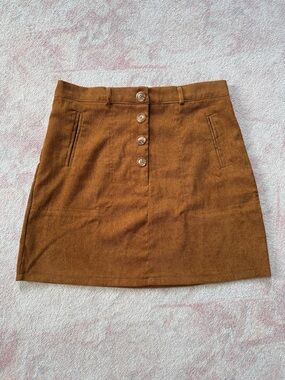 SHEIN Brown Button-Front Mini Skirt